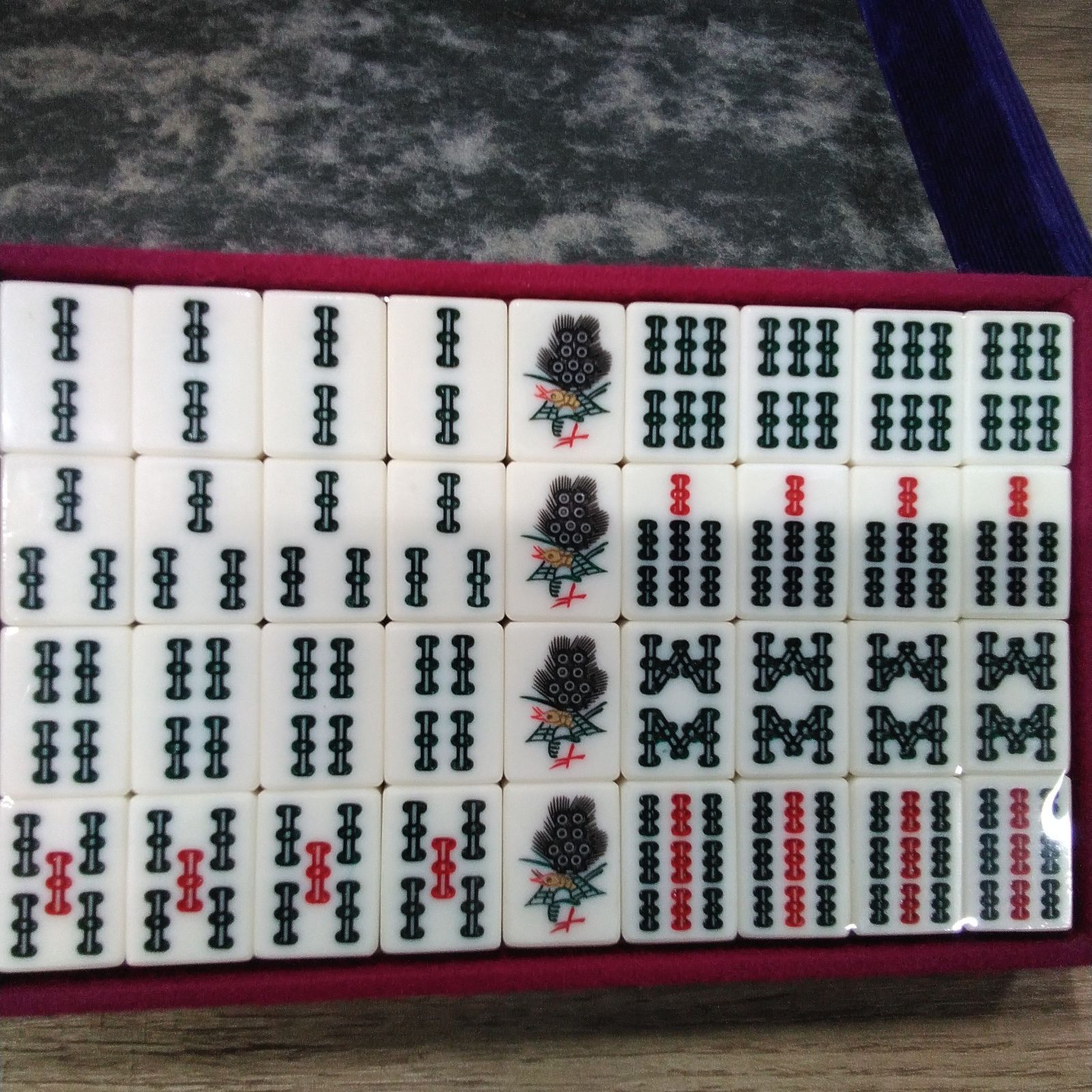未使用 藝夢堂 麻雀牌セット げいむどう 白龍GD 背竹牌 マージャンパイ