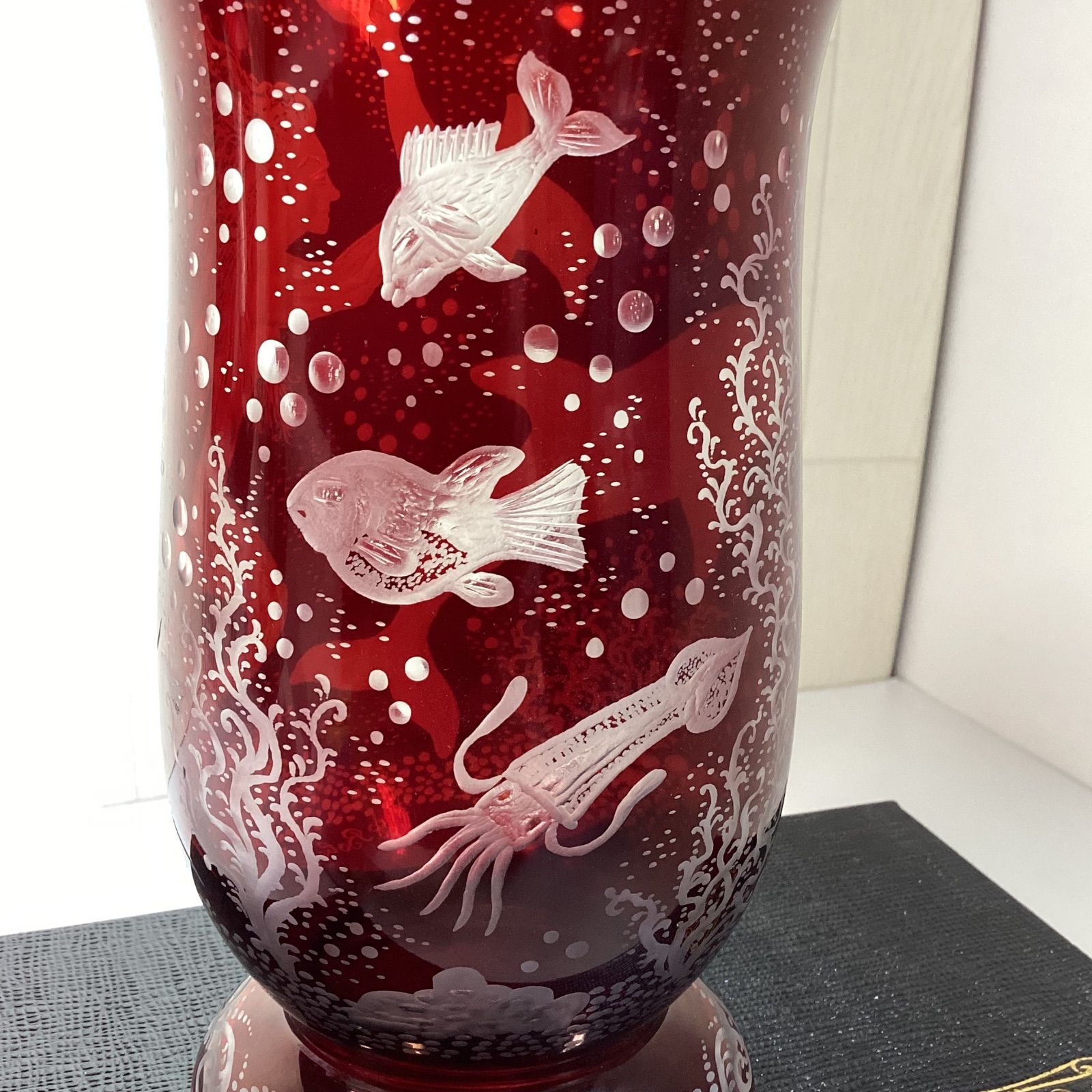 ボヘミアグラス BOHEMIA CRISTAL アーゲルマン レッドクリスタル 花瓶