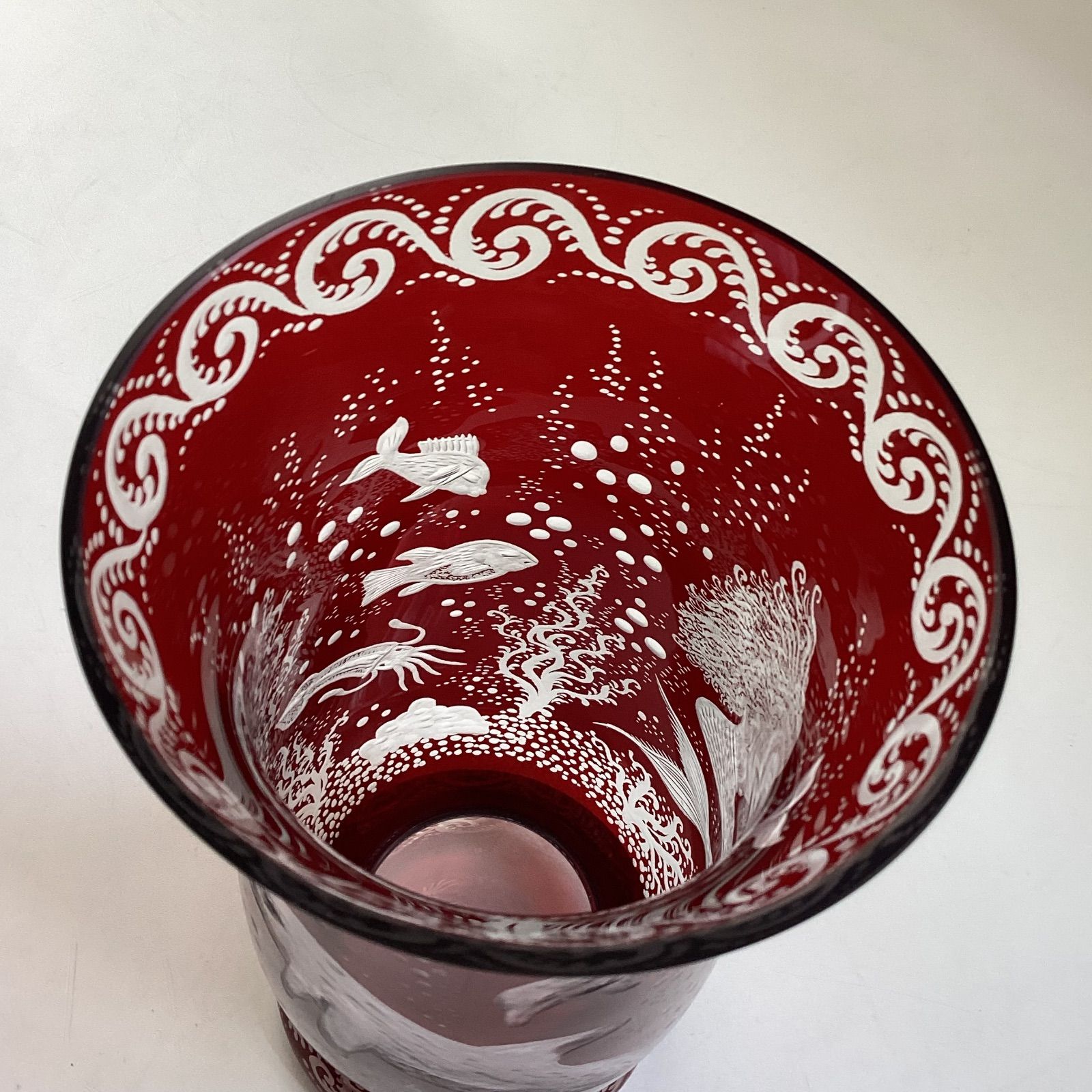 ボヘミアグラス BOHEMIA CRISTAL アーゲルマン レッドクリスタル 花瓶