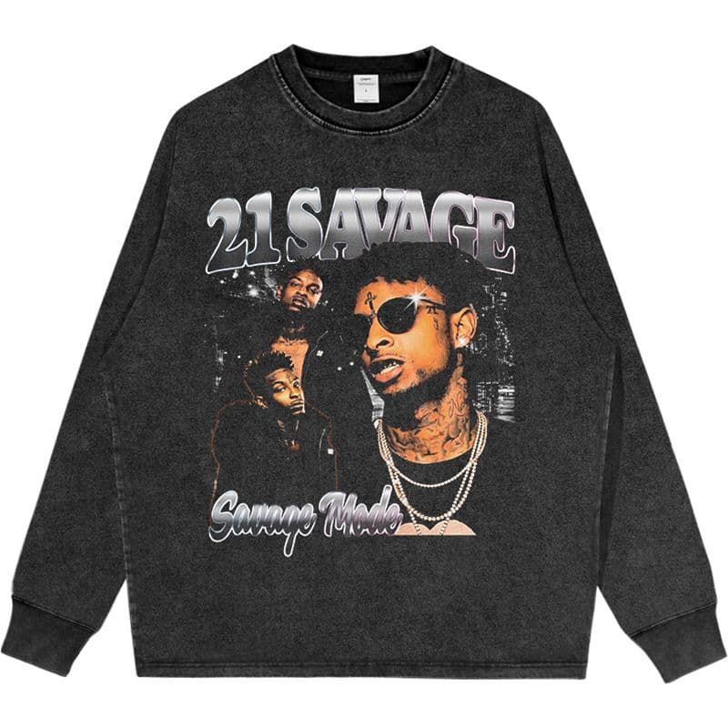 21savage ヴィンテージ加工 ロンT 長袖Tシャツ 21savage 【公式通販】