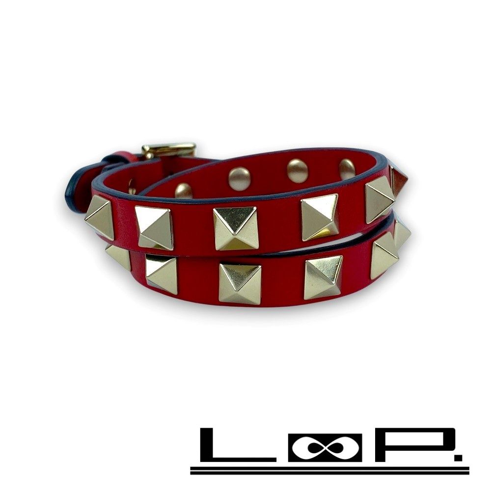 ヴァレンティノ　赤　ブレスレット ヴァレンティノ □未使用□ ガラヴァーニ ロックスタッズ ブレスレット