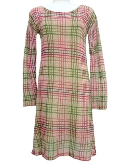 シビラ SYBILLA ニット ワンピース チェック ウール モヘヤ M ピンク系