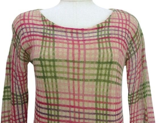 シビラ SYBILLA ニット ワンピース チェック ウール モヘヤ M ピンク系