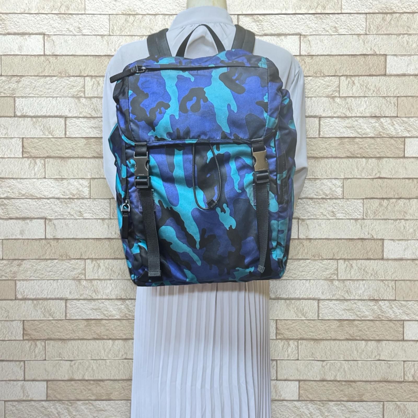 PRADA　プラダ カモフラ リュック ギャランティカード有り ブルー PRADA プラダ カモフラ リュック ギャランティカード有り ブルー PRADA