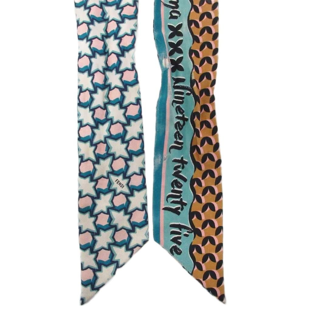 フェンディ FENDI ラッピー ツイリー スカーフ ストール 総柄 ロゴ 青