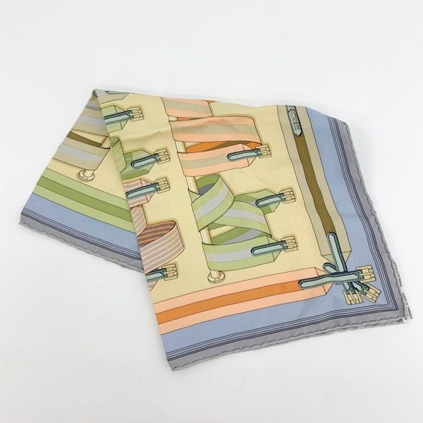 HERMES エルメス スカーフ チーフ カレ45 ベルト柄 シルク 絹
