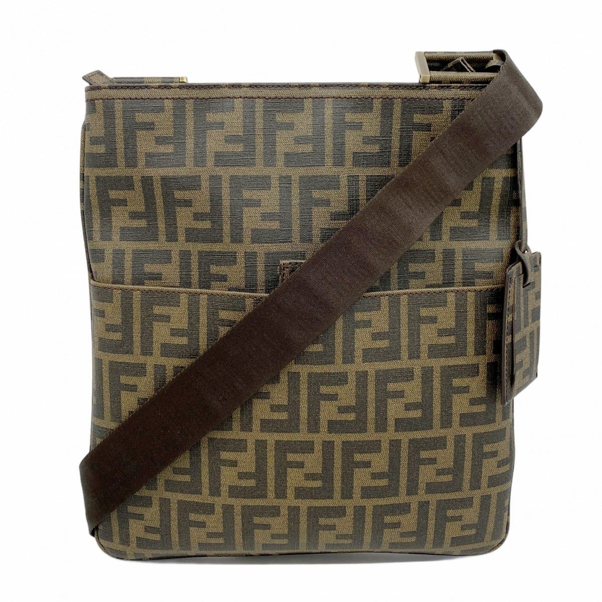 5pd5367】フェンディ ショルダーバッグ ズッカ PVC ブラウン シルバー