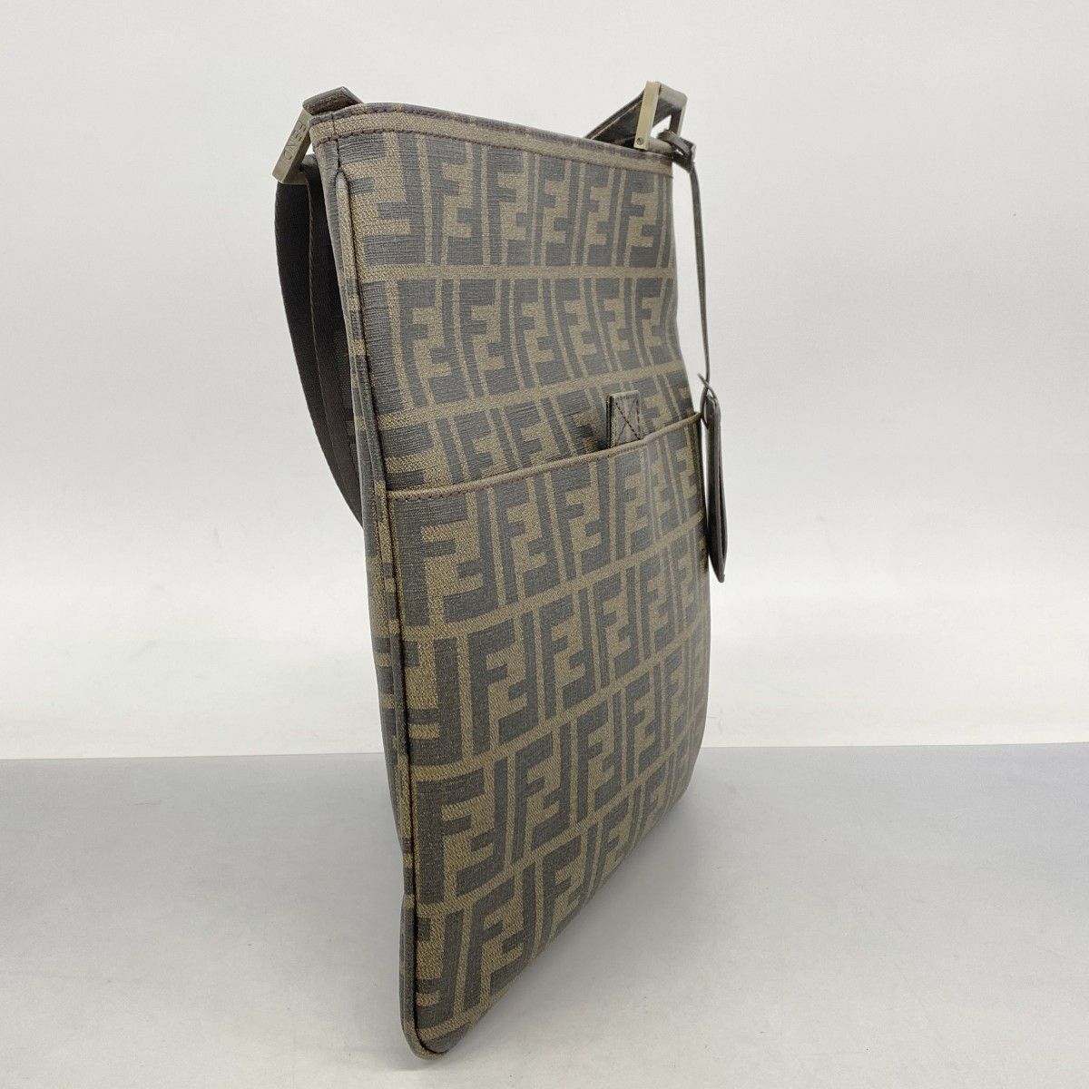 5pd5367】フェンディ ショルダーバッグ ズッカ PVC ブラウン シルバー