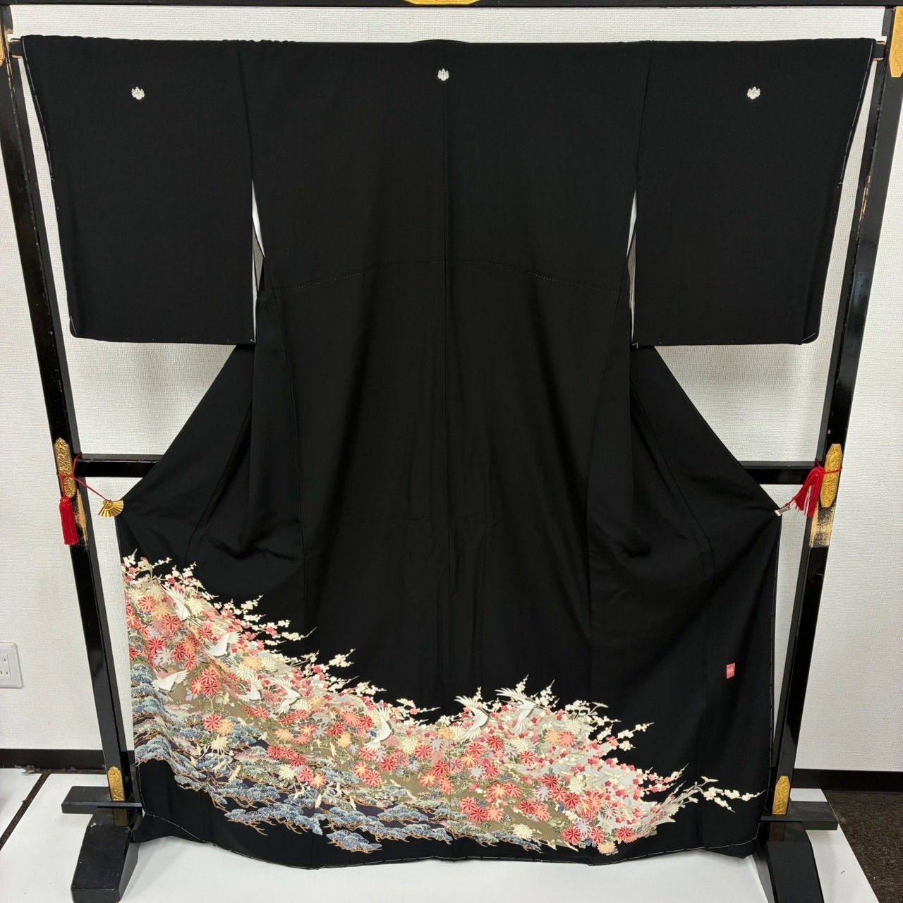 黒留袖 作家物 友禅 鶴 裄67.5 五つ紋 比翼 正絹 着物 MK-2474 - メルカリ