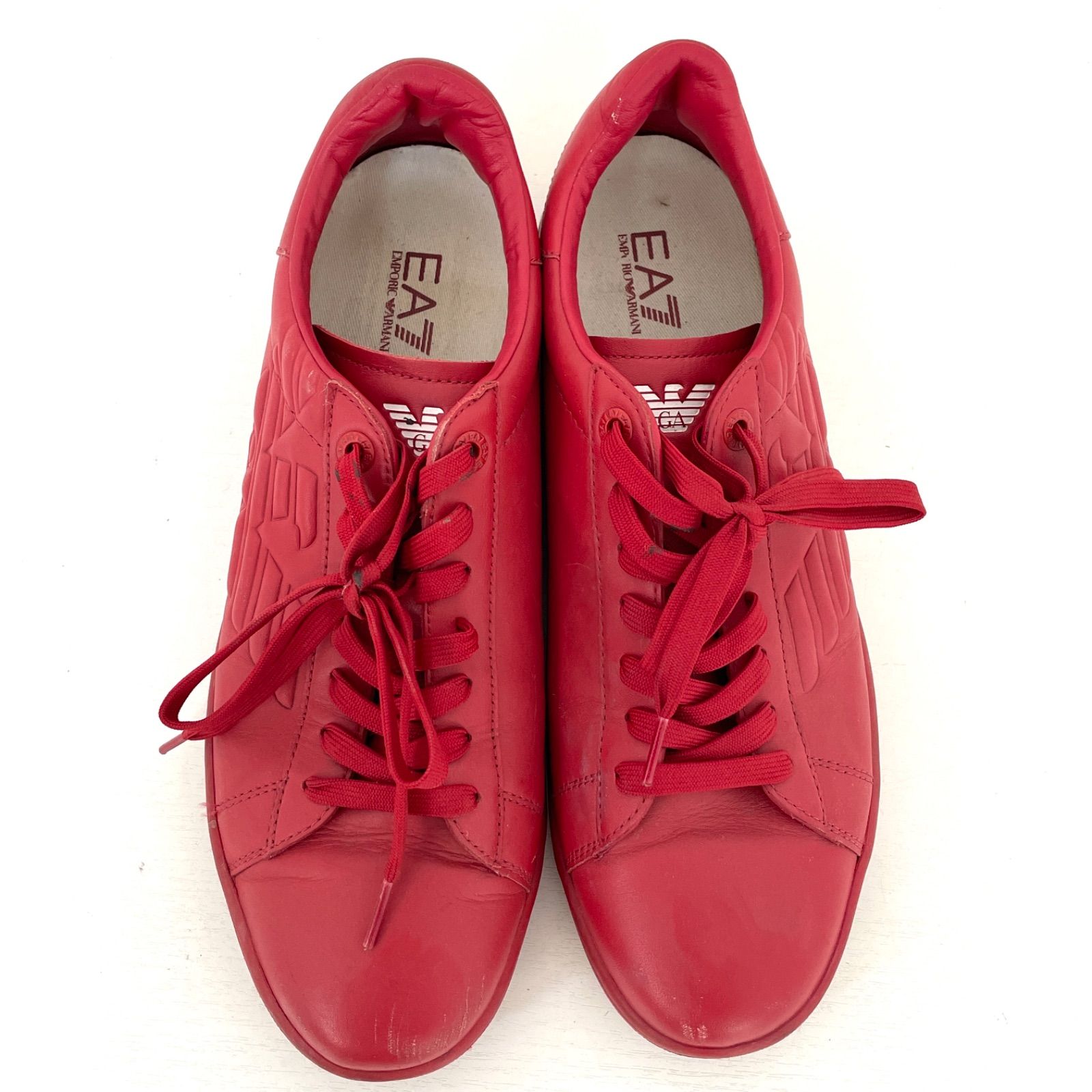 ローカットレザースニーカー レッド