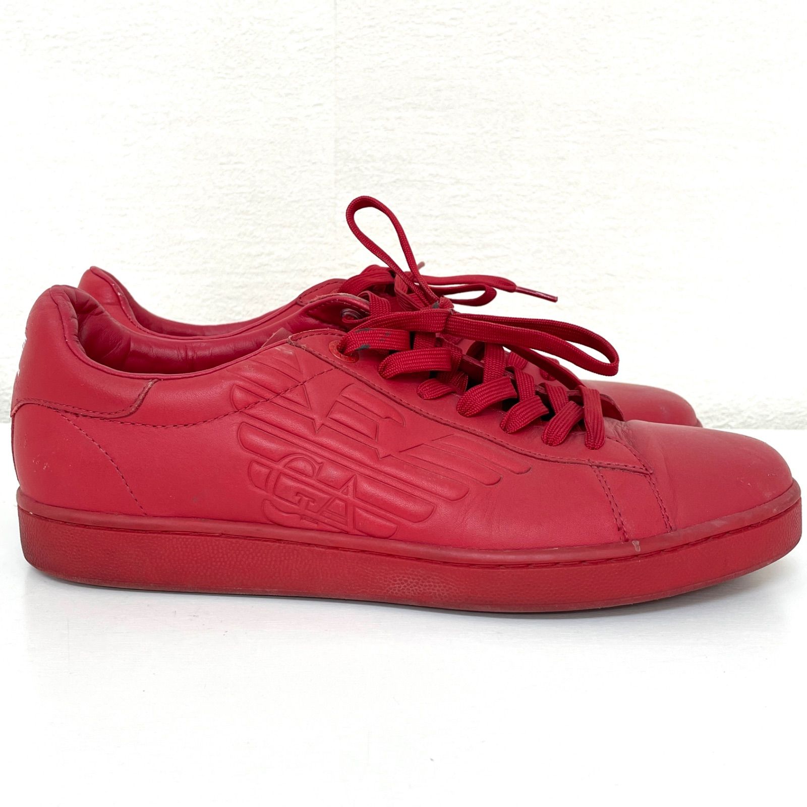 ローカットレザースニーカー レッド