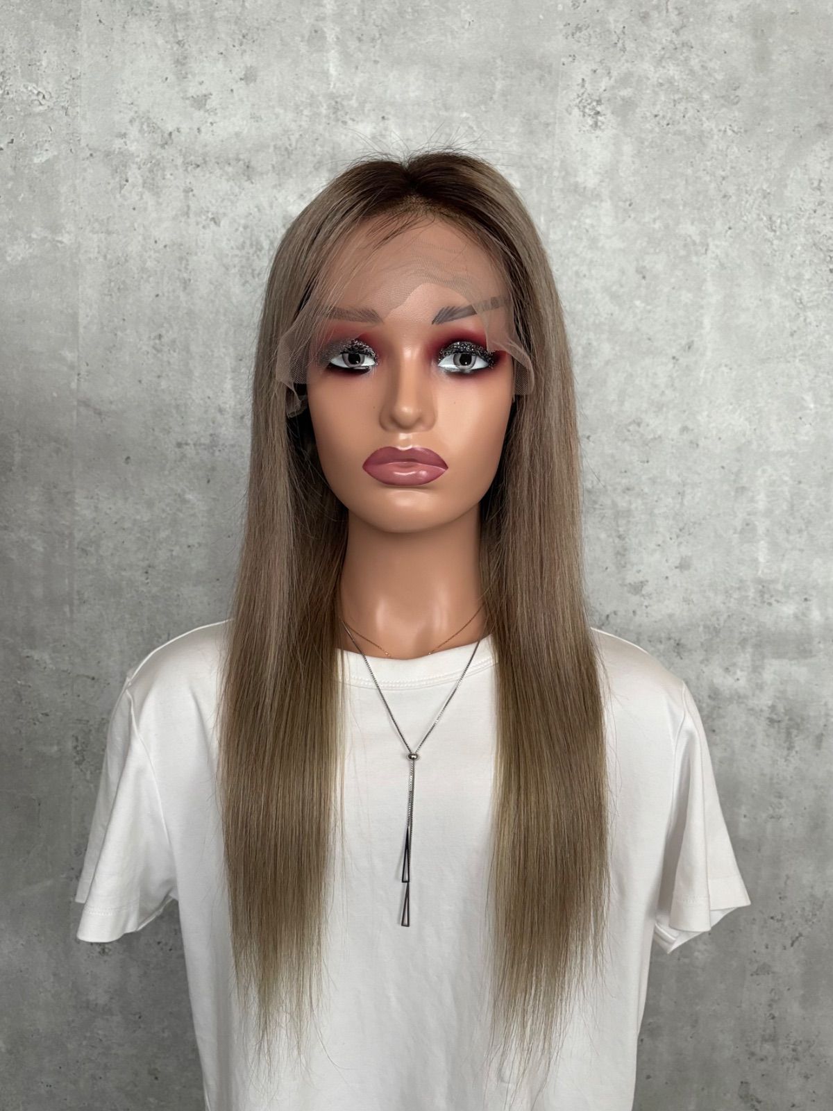 【美品】中古｜人毛100％フルウィッグ｜アッシュブロンド 人毛100%フルウィッグ｜アッシュブロンド(根元ダーク)｜耳が出せる