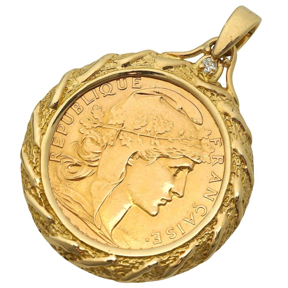 本物保証】 新品同様 20フラン金貨 ペンダント 約9.6g K21.6YG/K18YG