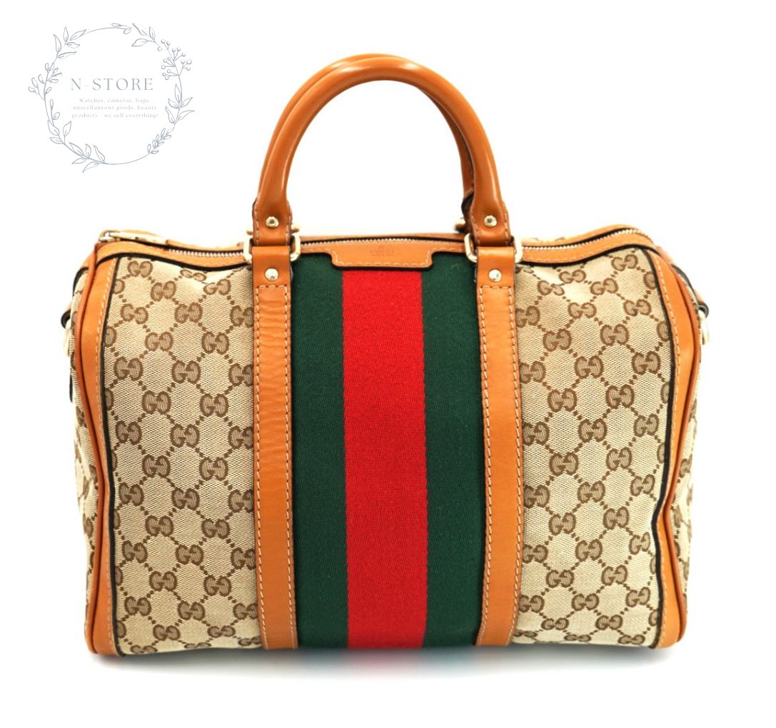 GUCCI GGキャンバスシェリーライン ハンドバッグ ボストンバッグ