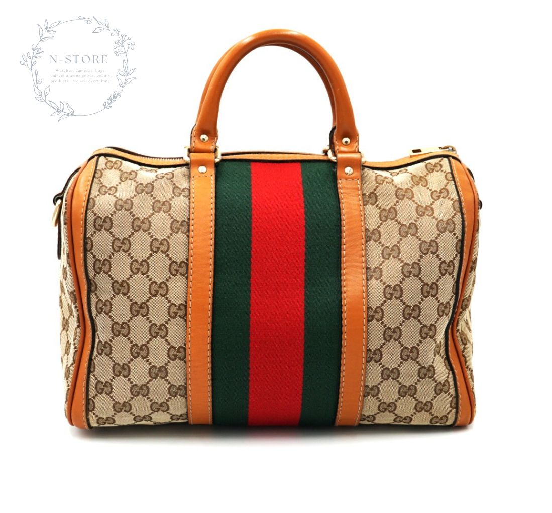 GUCCI GGキャンバスシェリーライン ハンドバッグ ボストンバッグ