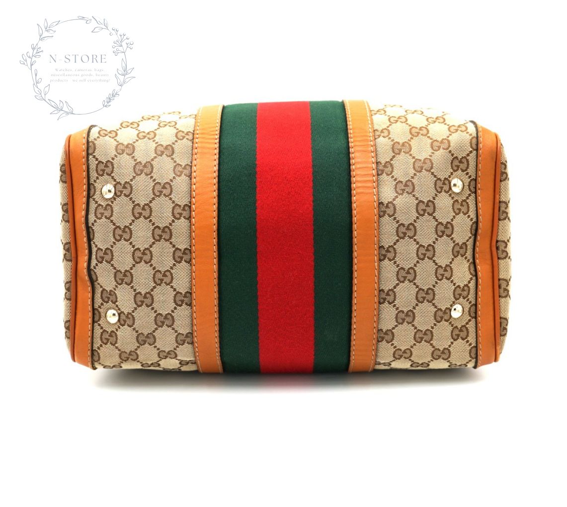 GUCCI GGキャンバスシェリーライン ハンドバッグ ボストンバッグ