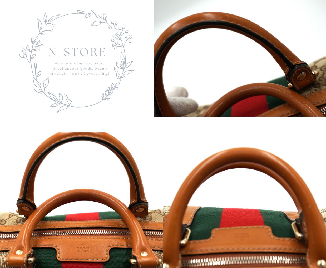 GUCCI GGキャンバスシェリーライン ハンドバッグ ボストンバッグ