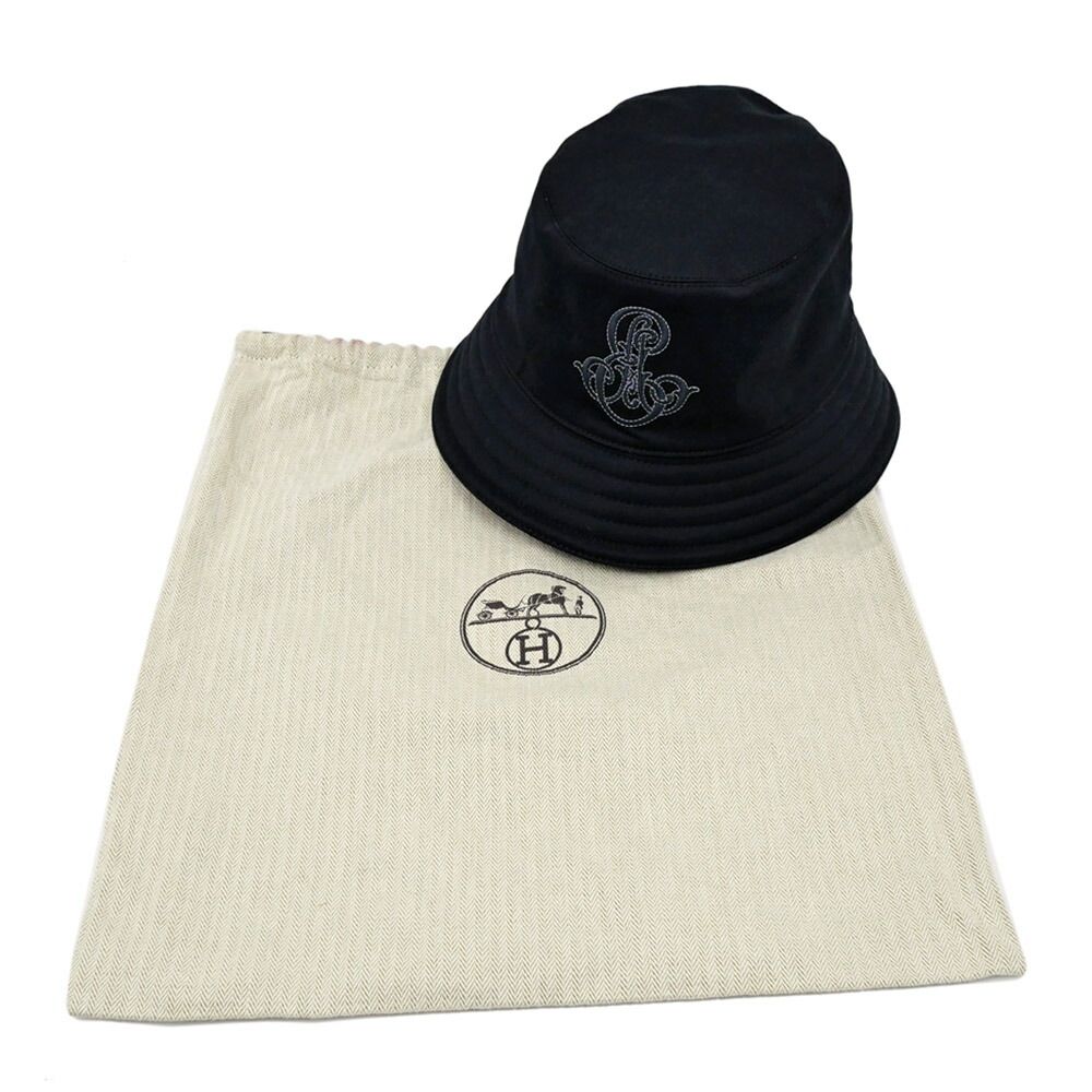 名東】【HERMES】エルメス ハット ハーパー エミールエルメス ブラック