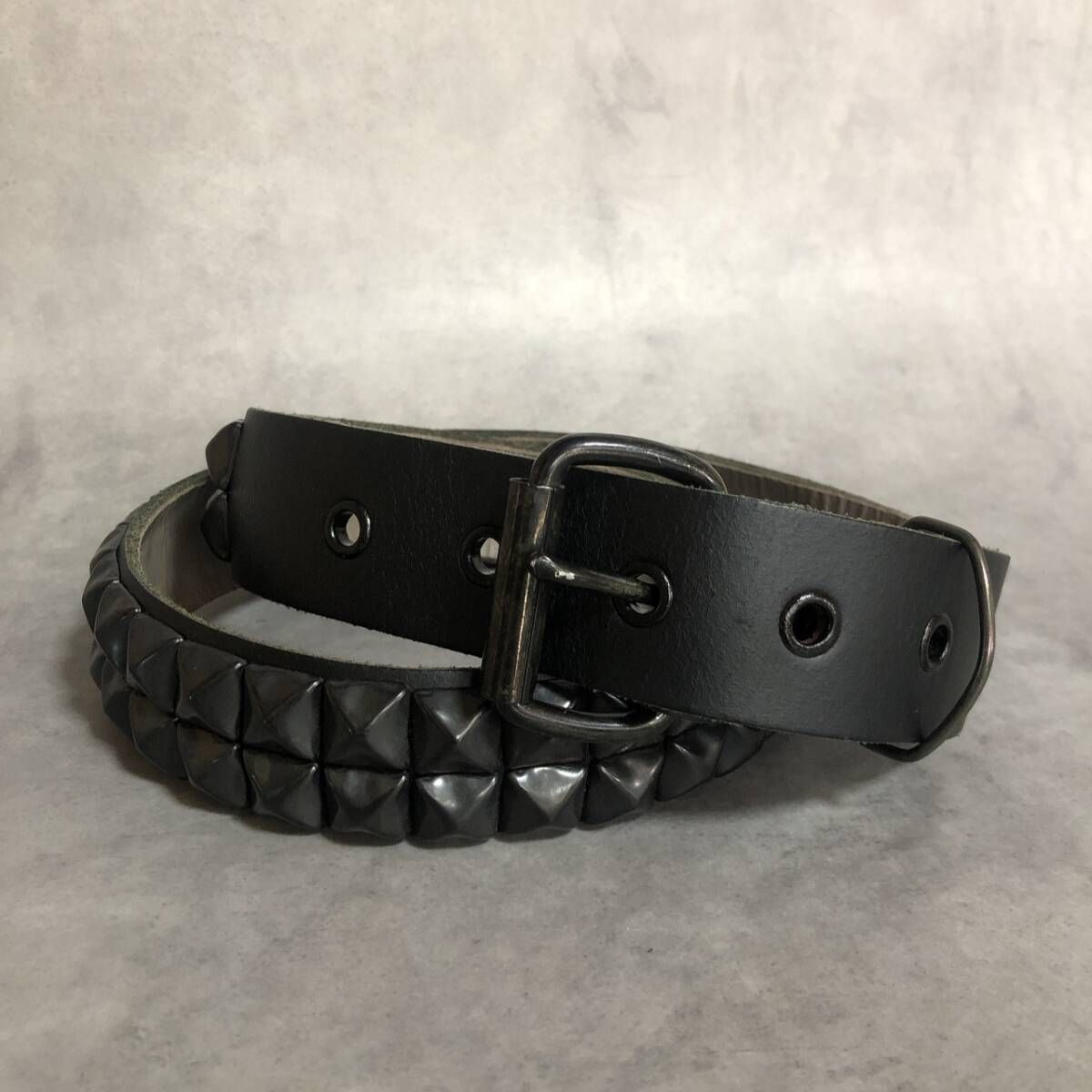 PQ009◇WENDY'S : 2連スタッズベルト◇L◇黒 /黒スタッズ 未使用品