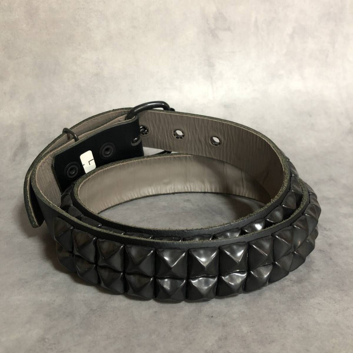 PQ009◇WENDY'S : 2連スタッズベルト◇L◇黒 /黒スタッズ 未使用品