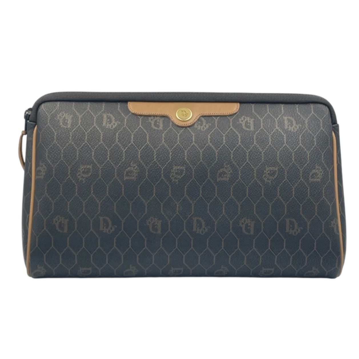 Christian Dior クラッチバッグ 黒と茶色ハニカム柄 Christian Dior クラッチバッグ 黒と茶色ハニカム柄