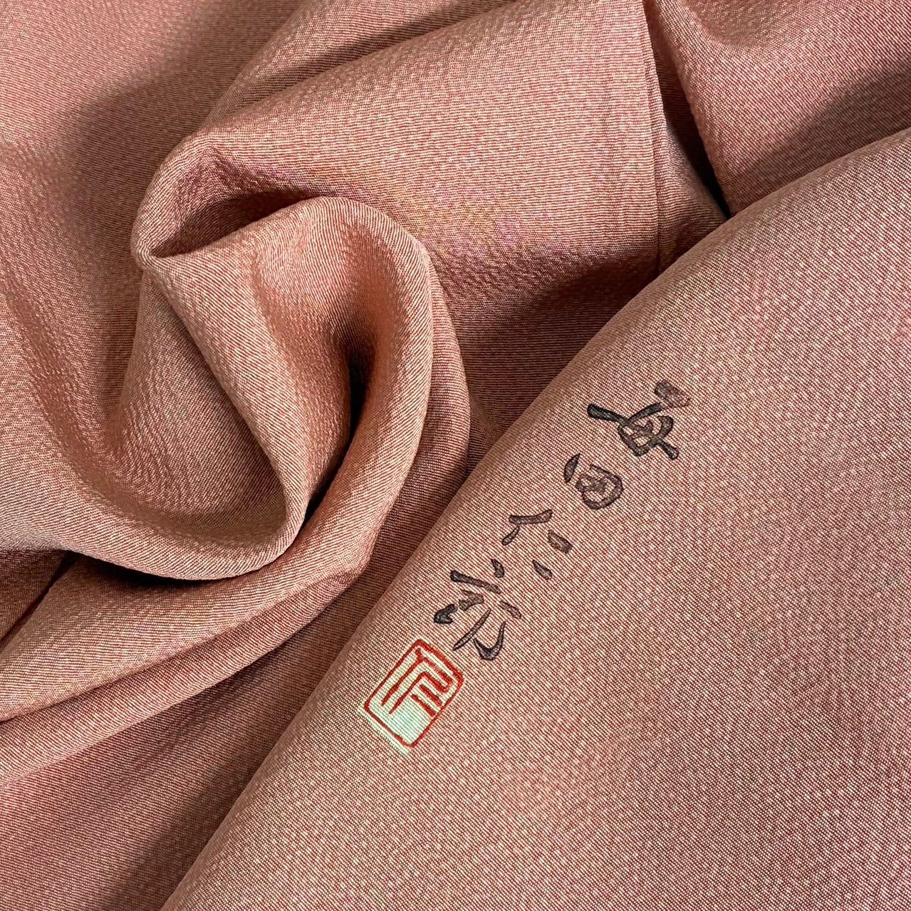 【NEW】美品♡ グリーンブルー×ブラウンピンク　素敵な柄 正絹 小紋 asami_lovedays ←他の投稿はこちらから♡ 完売してたシースルードット