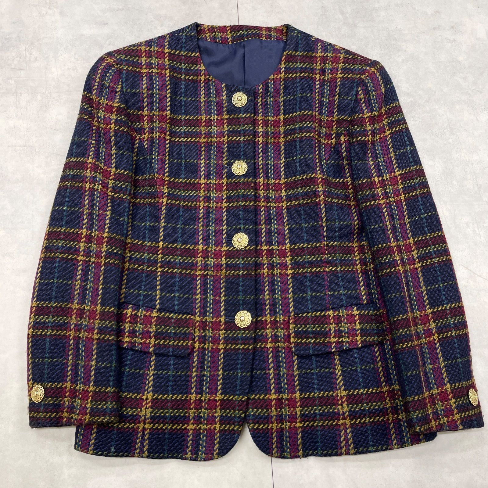 Burberrys バーバリー セットアップ チェック柄 金ボタン ツイード