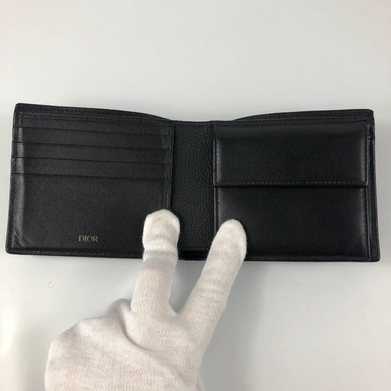 極美品 ディオール CD Icon バーティカル 二つ折り財布 ブラック