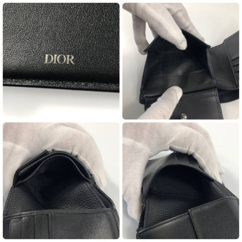 極美品 ディオール CD Icon バーティカル 二つ折り財布 ブラック