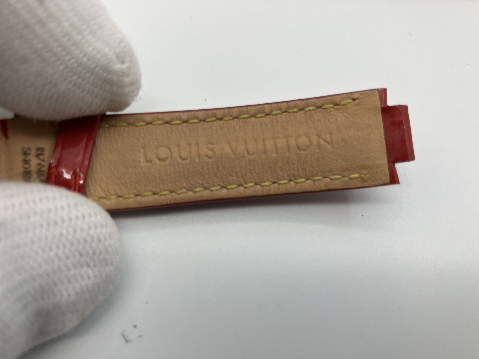 LOUIS VUITTON ヴェルニ 時計 ベルト 本革 フランス製 赤 レッド 14mm 