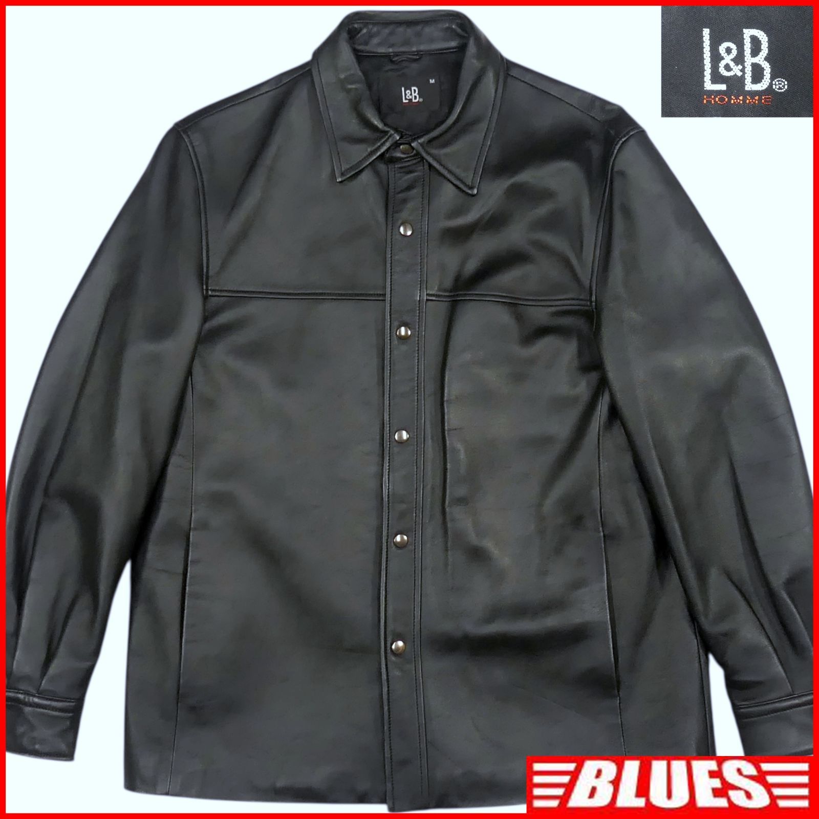 L&B HOMME エルアンドビーオム レザーシャツ M ジャケット 黒 本革 