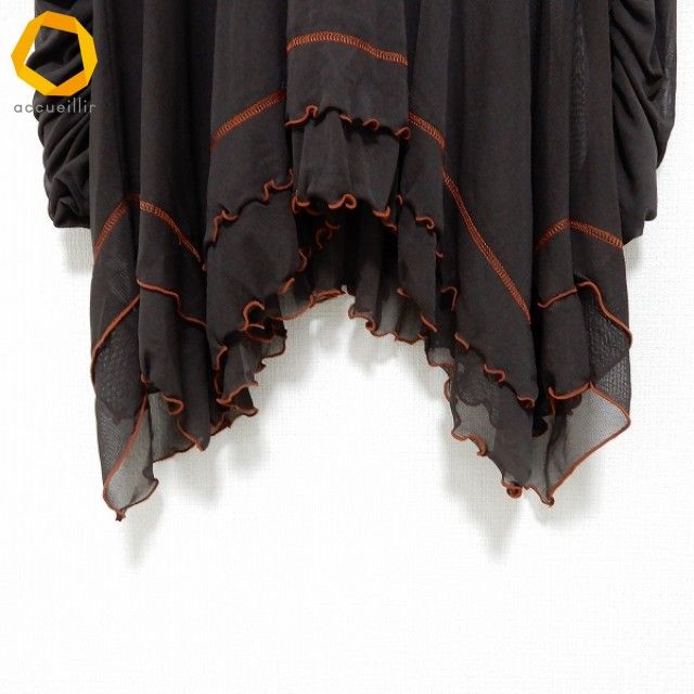 anc エイココンドウ EIKO KONDO チュニック 42 こげ茶 リボン パワー