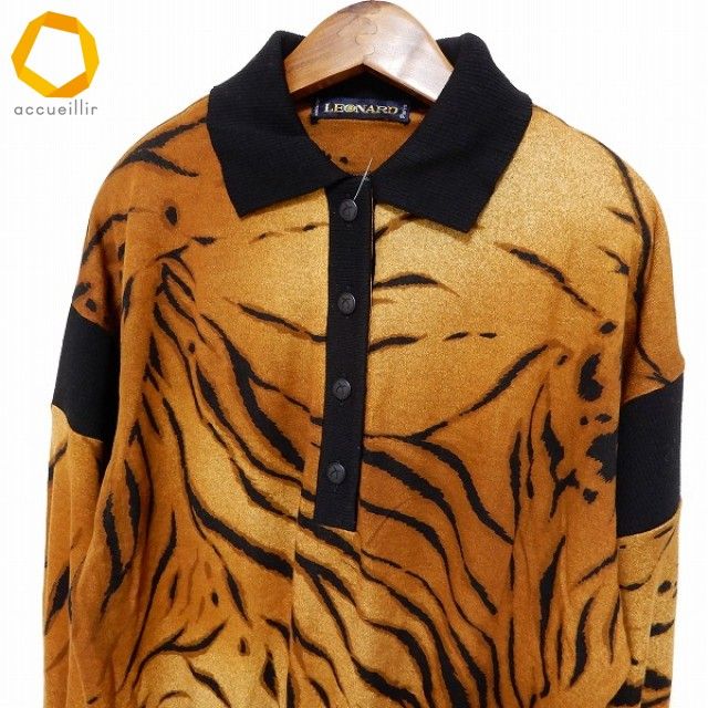 wnc レオナール LEONARD チュニック 長袖 茶系 ベージュ系 黒