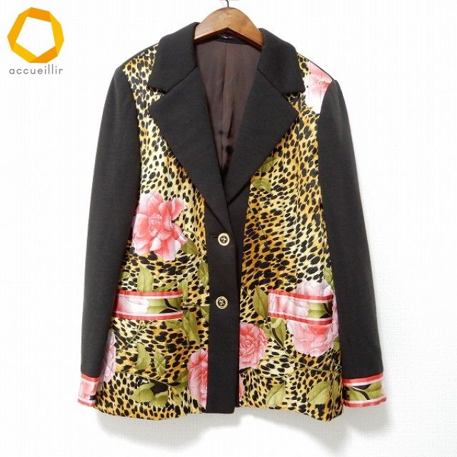 wnc レオナール LEONARD コート 13AR こげ茶 マルチ 花柄 レオパード