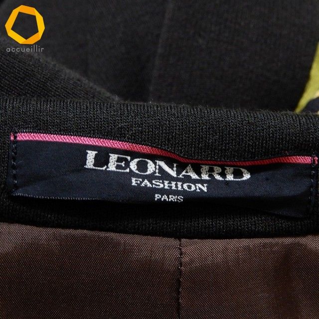 wnc レオナール LEONARD コート 13AR こげ茶 マルチ 花柄 レオパード