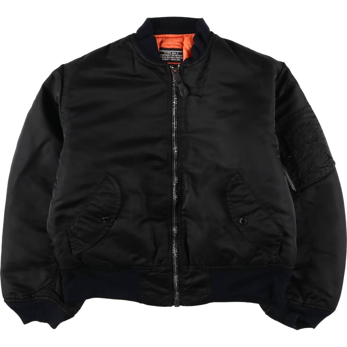 古着屋GOGO】SCHOTT MA-1 ベロア フライトジャケット 黒 MA-1 フライト