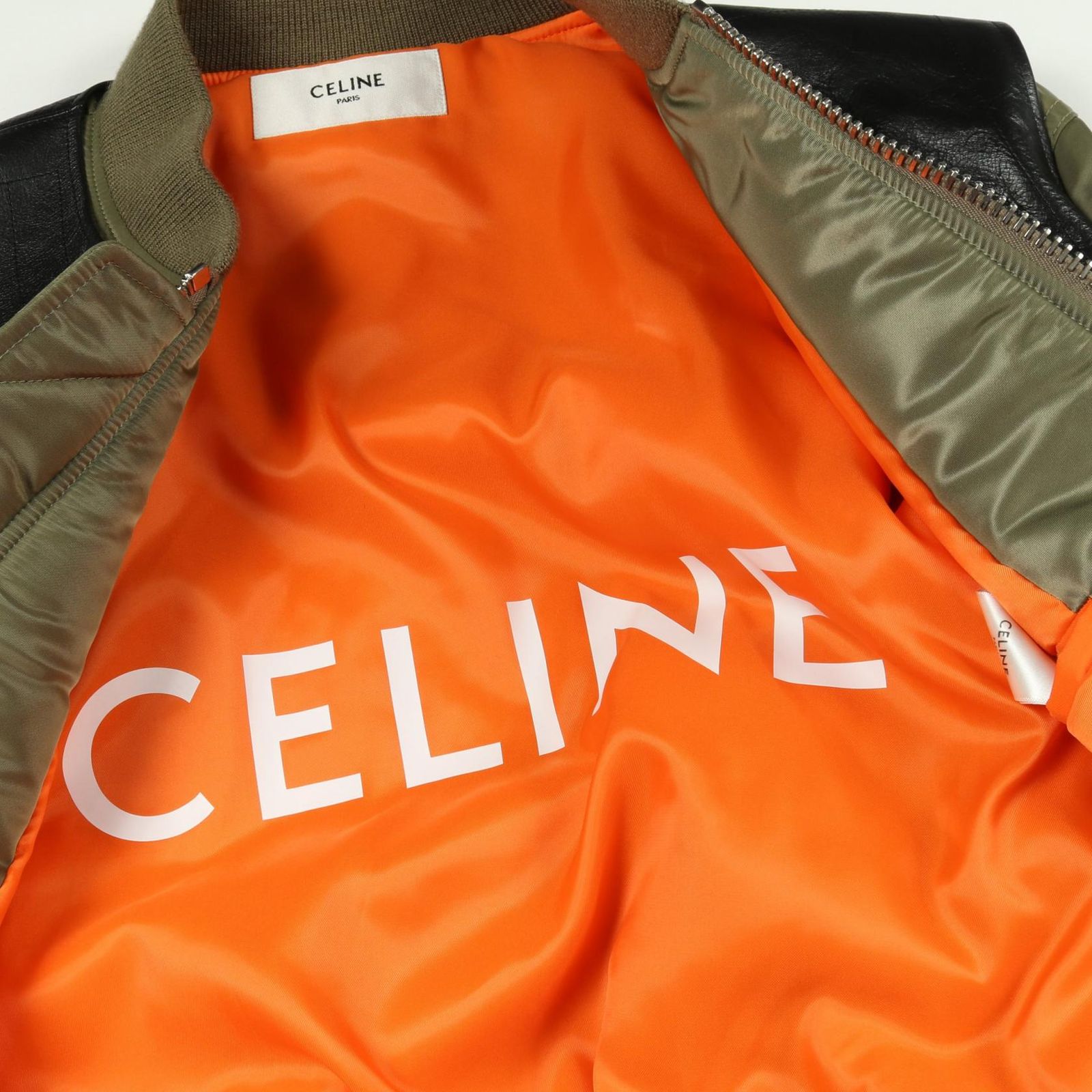 セリーヌ CELINE ブルゾン カーキグリーン ナイロン レザー 2W668889O