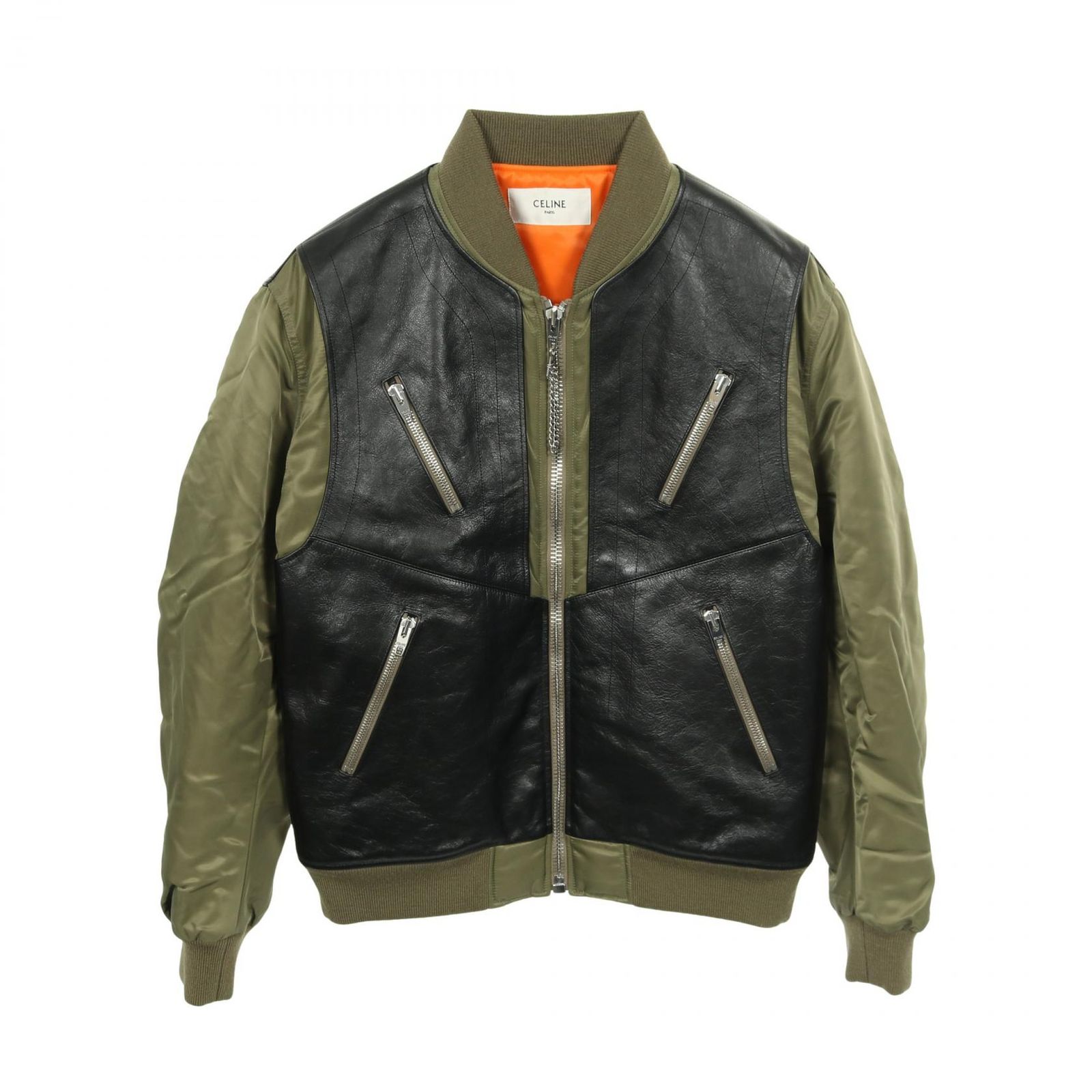 セリーヌ CELINE ブルゾン カーキグリーン ナイロン レザー 2W668889O