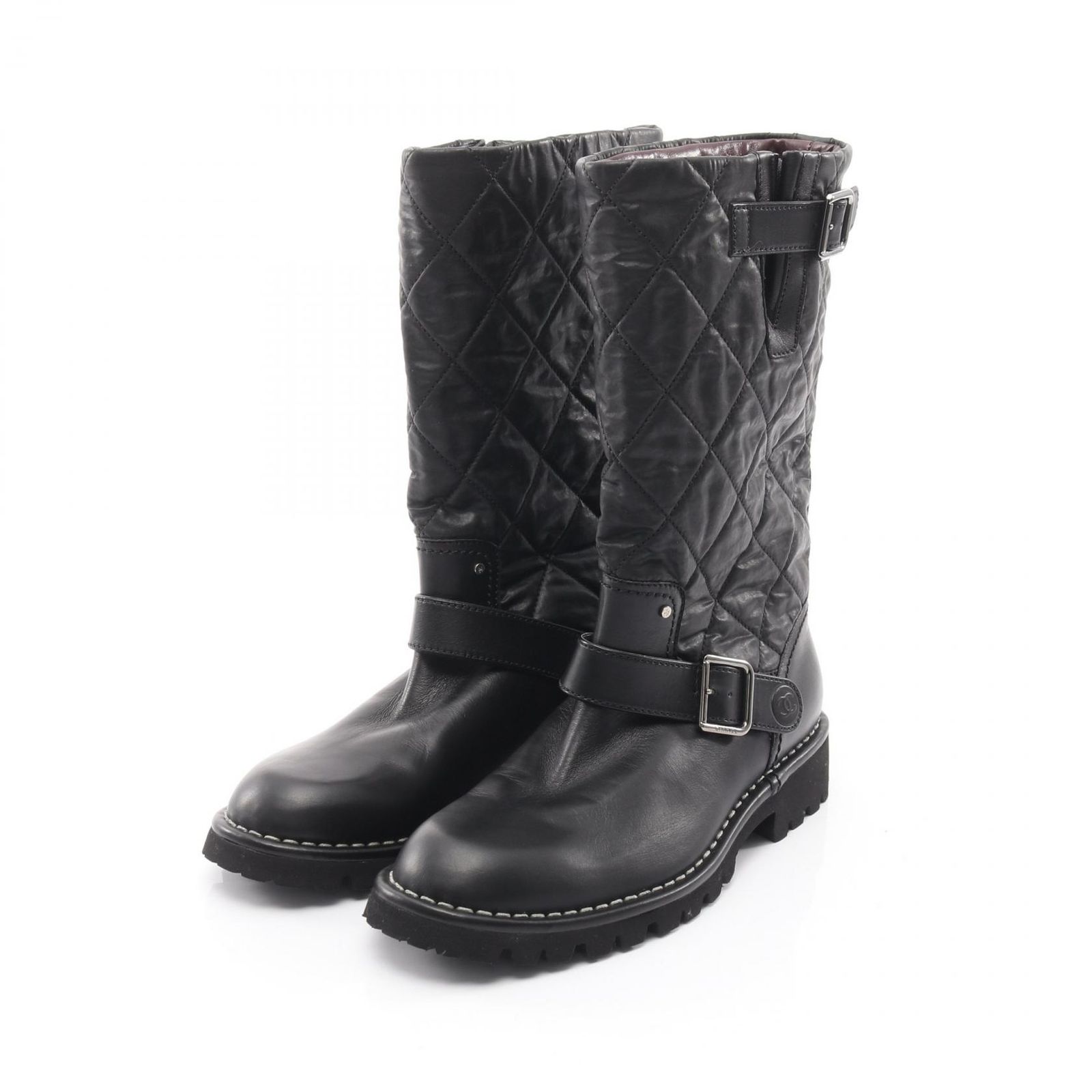 シャネル CHANEL ブーツ マトラッセ エンジニア レザー ブーツ