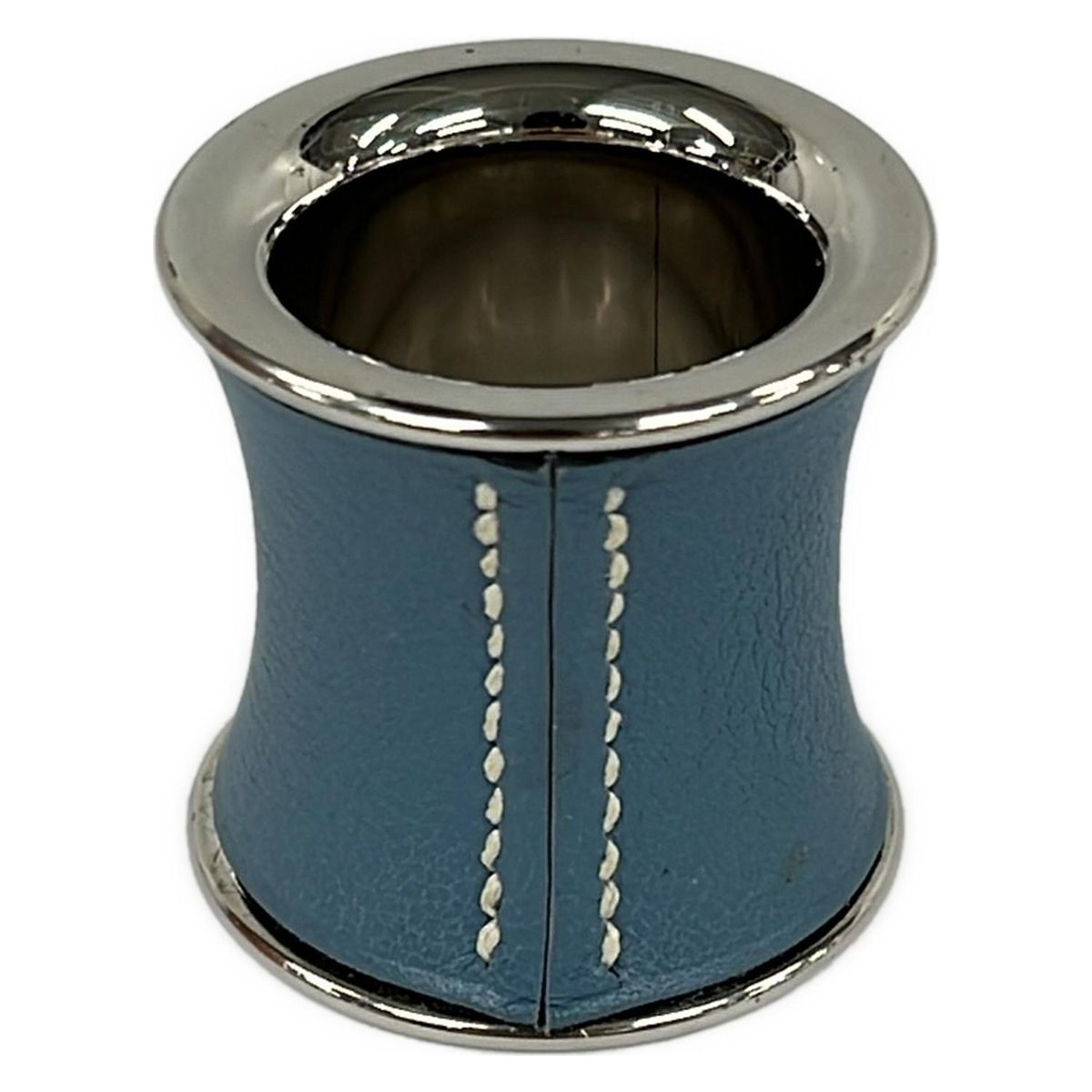 HERMES(エルメス) スカーフリング - レザー ライトブルー×シルバー