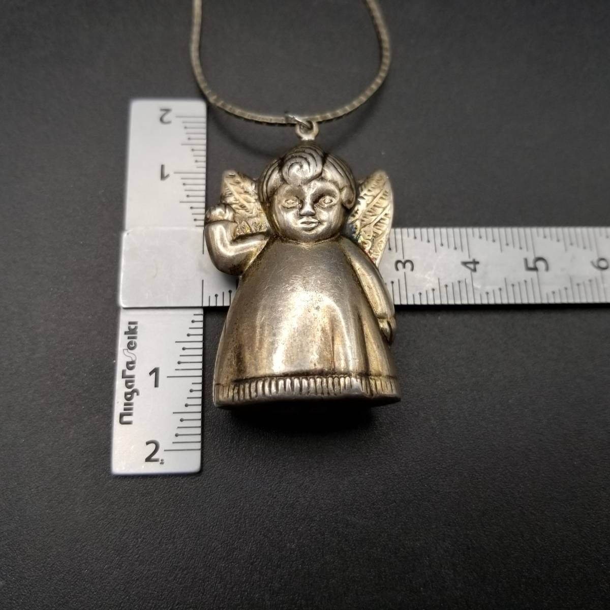 天使 エンジェル 立体アート ヴィンテージ チャーム シルバープレート