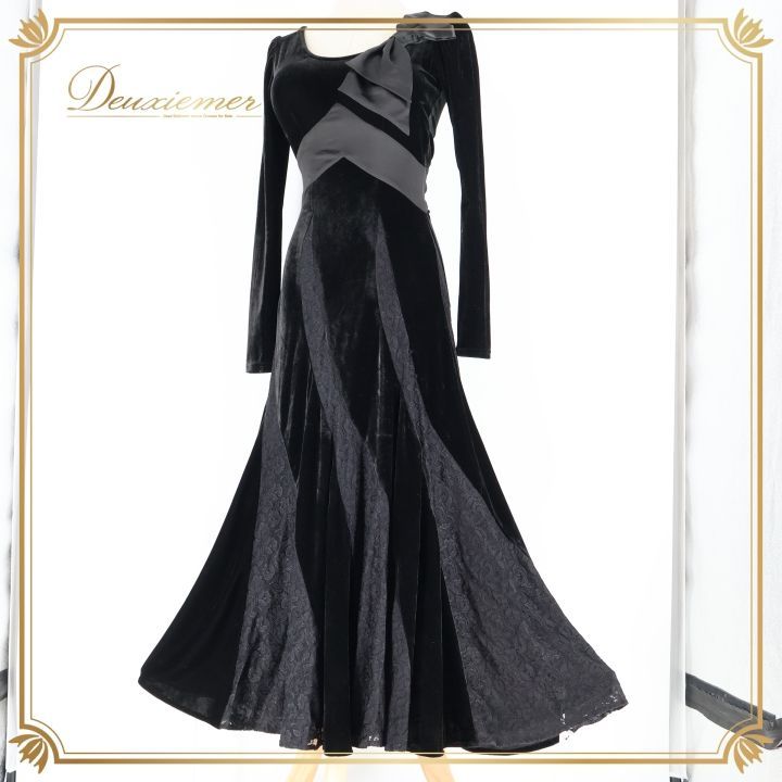 チャコット 社交ダンス ロングドレス ワンピース 衣装 レース 黒 社交ダンス 衣装 チャコット Chacott ワンピース ドレス 黒 レース