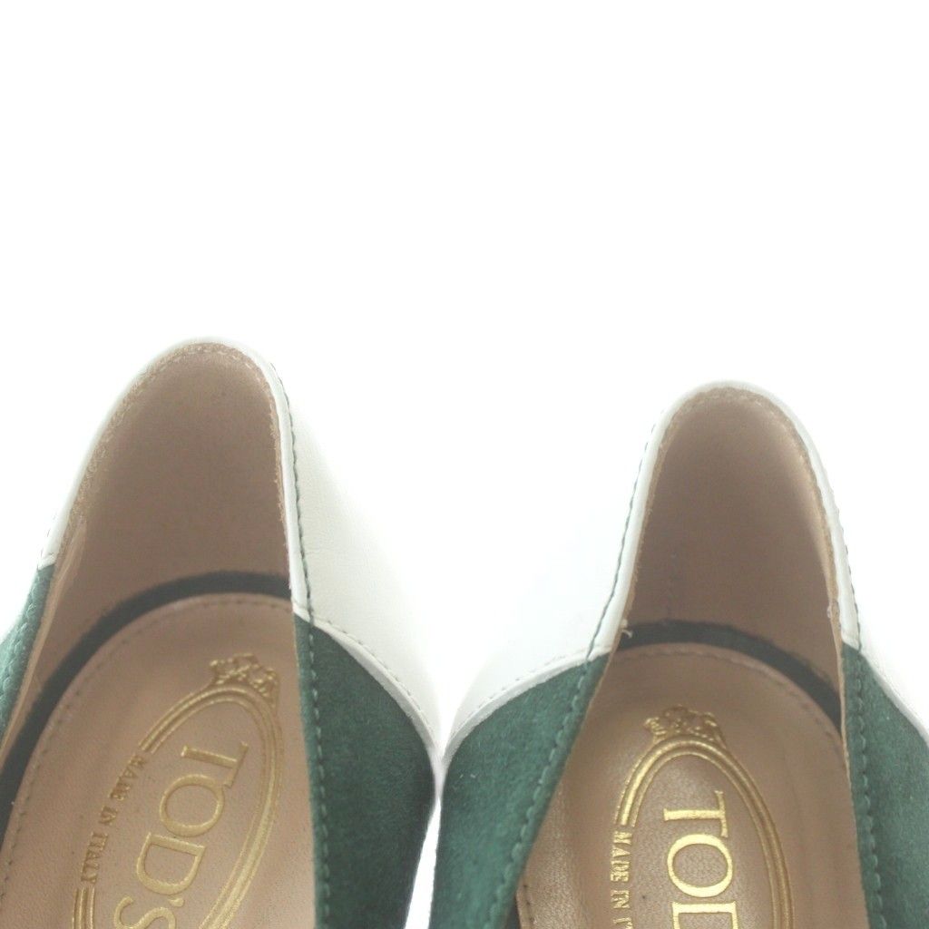 トッズ TOD'S パンプス スエード レザー スクエアトゥ チャンキー