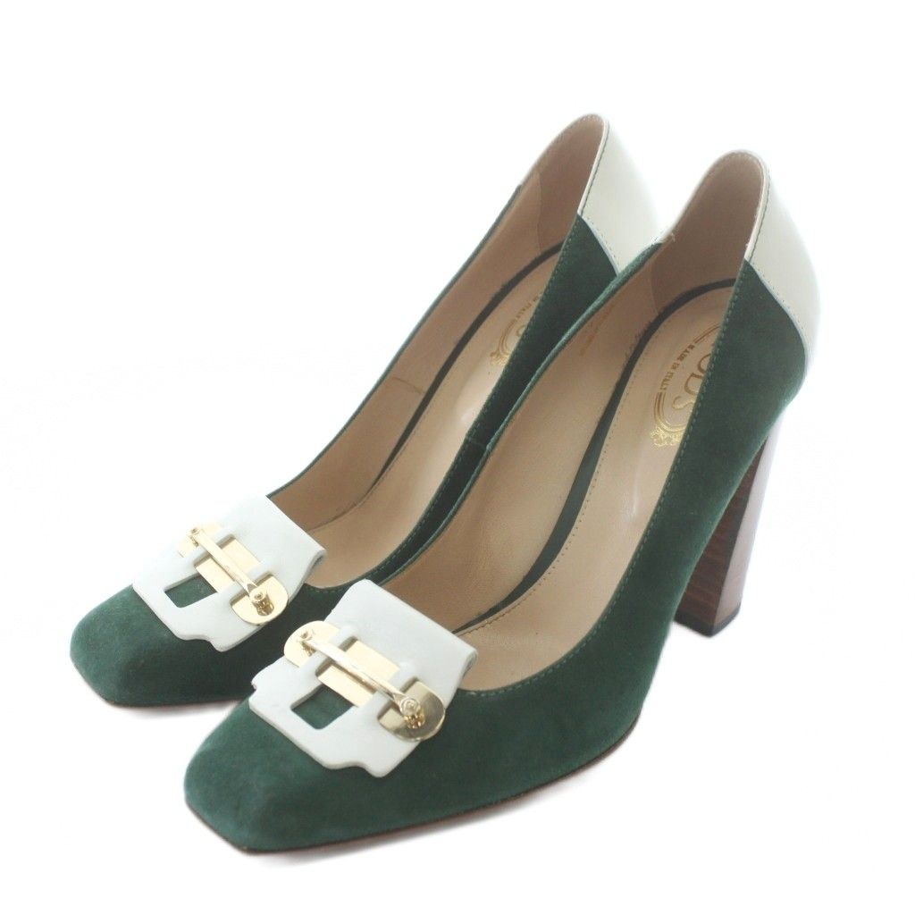 トッズ　パンプス トッズ TOD'S パンプス スエード レザー スクエアトゥ チャンキー