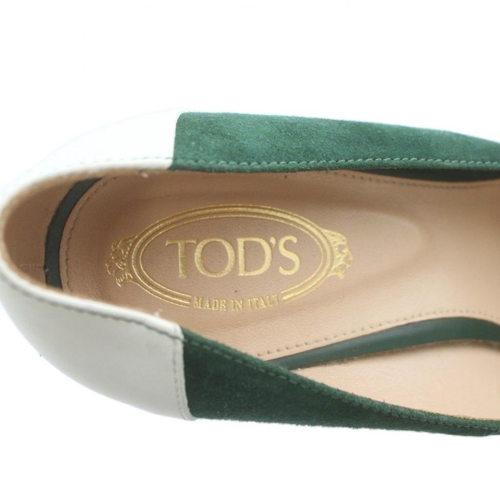 トッズ TOD'S パンプス スエード レザー スクエアトゥ チャンキー
