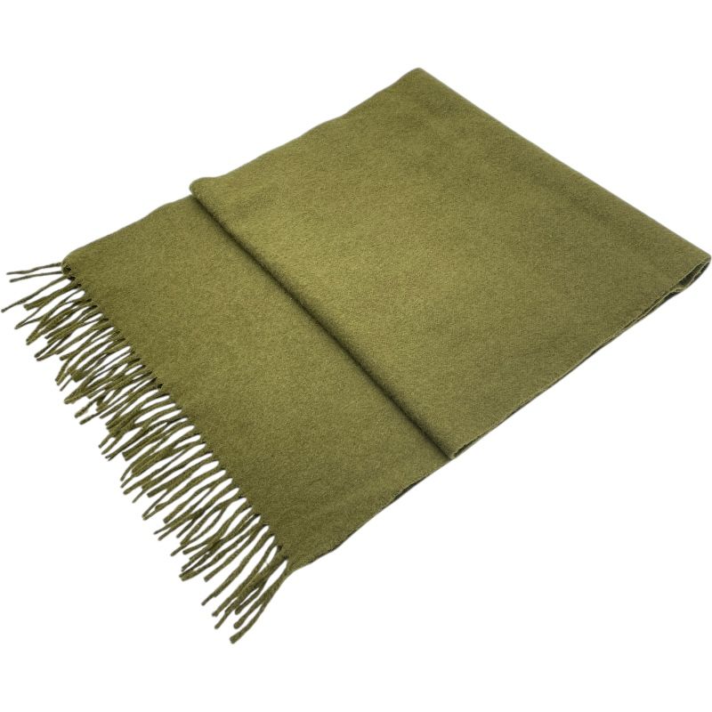 エルメス HERMES ロゴマフラー オリーブグリーン カシミヤ レディース