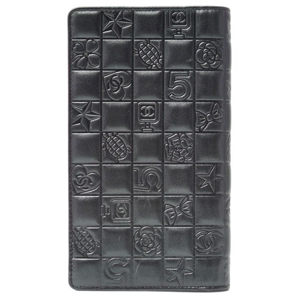 シャネル 財布 レディース アイコンライン 2つ折り長財布 レザー ガン