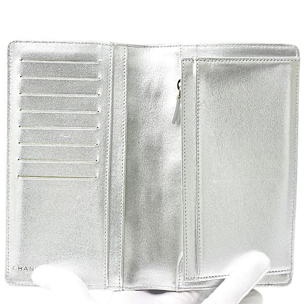 シャネル 財布 レディース アイコンライン 2つ折り長財布 レザー ガン