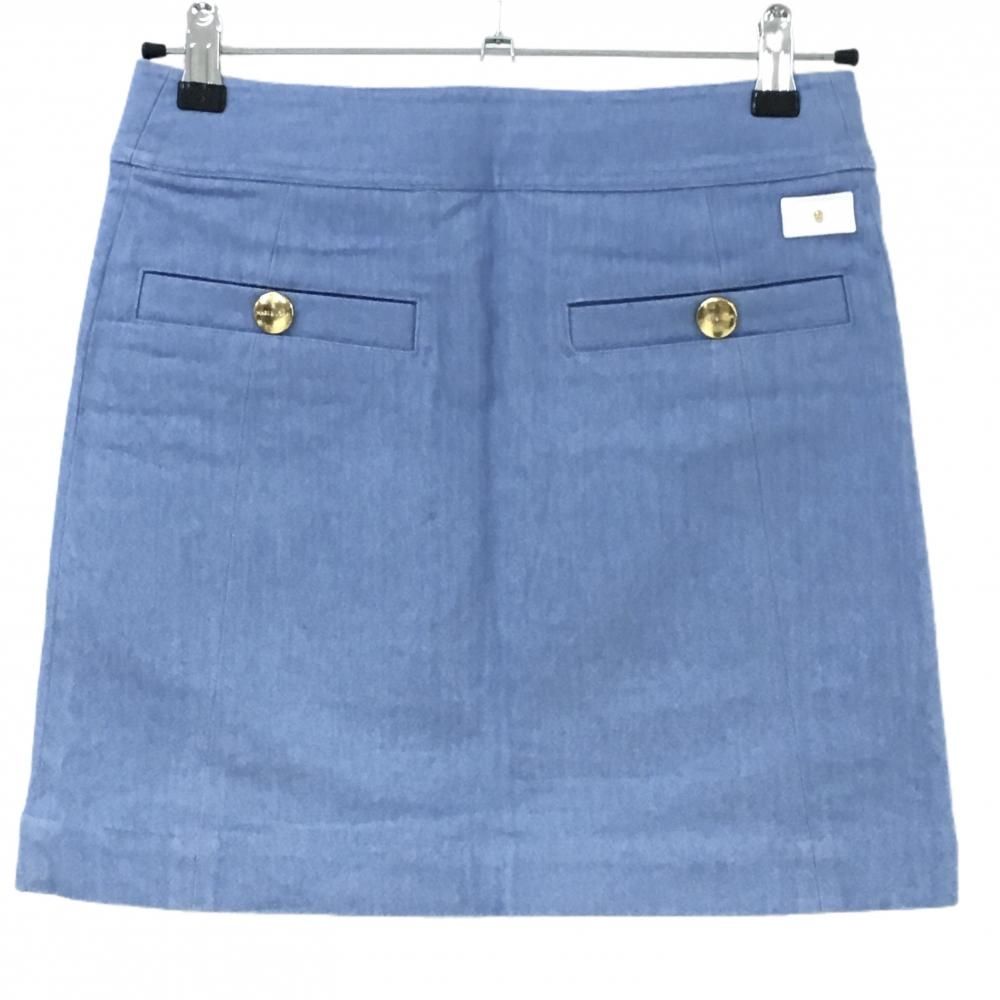 美品】マークアンドロナ スカート ライトブルー×レッド系 フロント