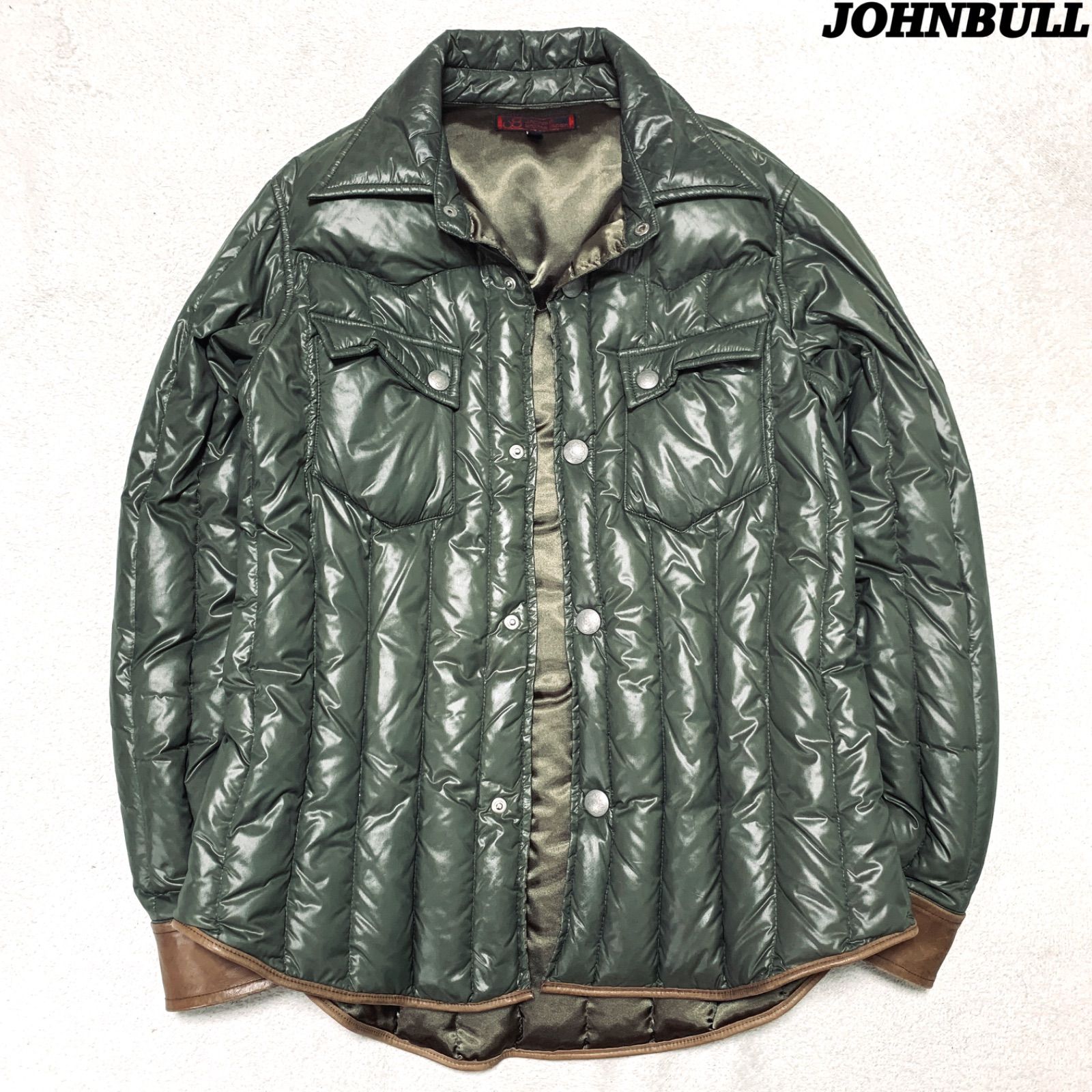 JOHNBULL ダウンジャケット シャツジャケット レザー切り替え 吊り目型 